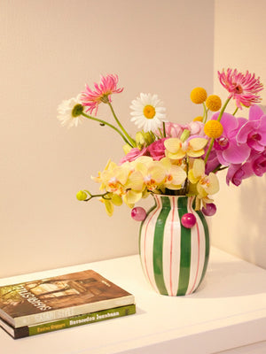 VASO CERÂMICA ARTESANAL VERDE ÁGATAS 20CM