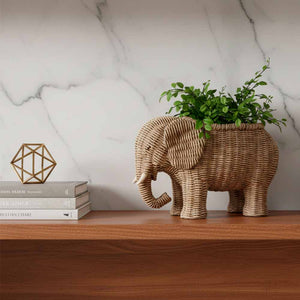 CACHEPOT ELEFANTE EM RESINA TEXTURA PALHA