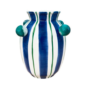 VASO CERÂMICA ARTESANAL AZUL ÁGATAS 20CM