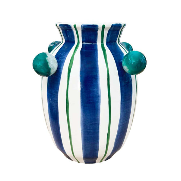 VASO CERÂMICA ARTESANAL AZUL ÁGATAS 20CM