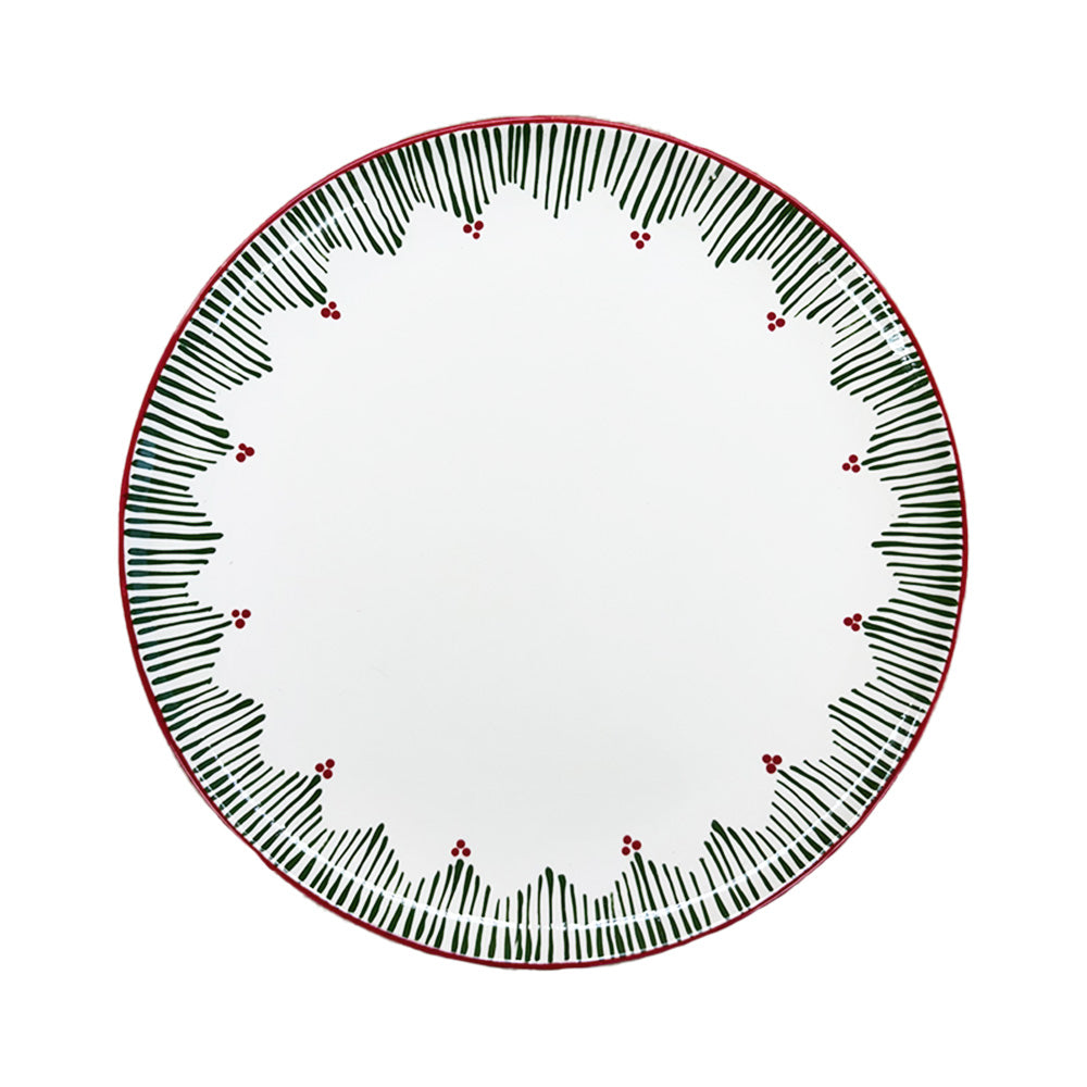 PRATO RASO CERÂMICA PINTADO À MÃO WISHES NATAL