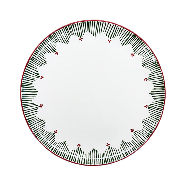 PRATO RASO CERÂMICA PINTADO À MÃO WISHES NATAL