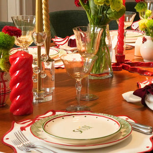 PRATO RASO CERÂMICA PINTADO À MÃO WISHES NATAL