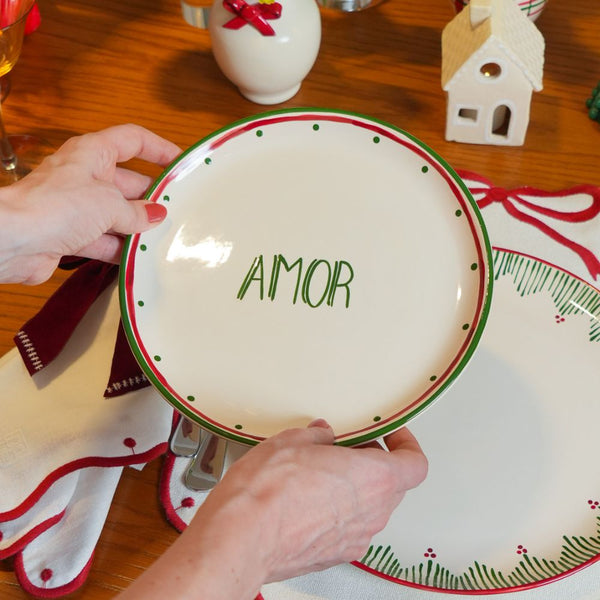 SET 4 PRATOS SOBREMESA CERÂMICA PINTADOS À MÃO WISHES