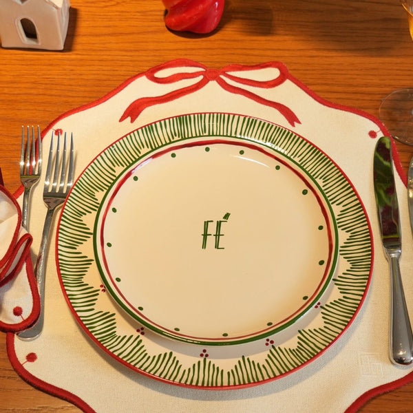 SET 4 PRATOS SOBREMESA CERÂMICA PINTADOS À MÃO WISHES