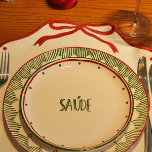 SET 4 PRATOS SOBREMESA CERÂMICA PINTADOS À MÃO WISHES