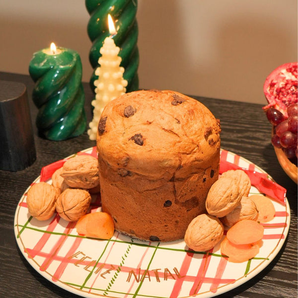 PRATO BOLO/PANETONE PINTADO À MÃO COM OURO