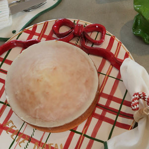 PRATO BOLO/PANETONE PINTADO À MÃO COM OURO