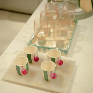 XÍCARA DE CERÂMICA ARTESANAL COM AGATA VERDE E ROSA