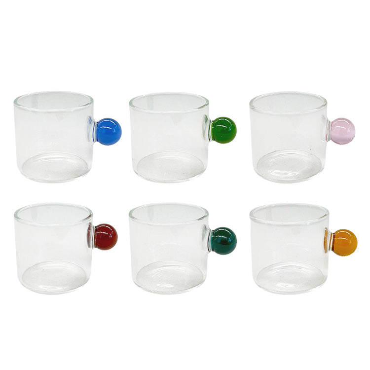 SET 6 XÍCARAS DE VIDRO ESFERA COLORS