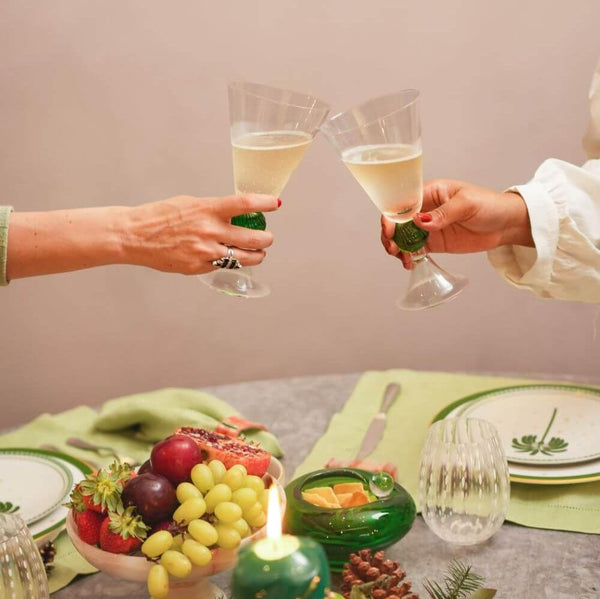 TAÇA DE VIDRO DECO VERDE 10,5 (d) x 19 (h) cm