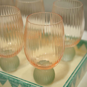 TAÇA AGUA RIMINI 500ML ROSA C/ VERDE