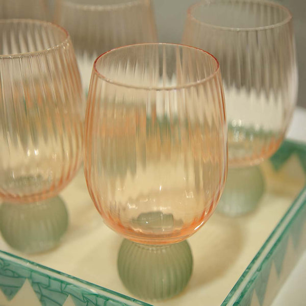 TAÇA AGUA RIMINI 500ML ROSA C/ VERDE