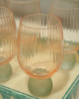 TAÇA AGUA RIMINI 500ML ROSA C/ VERDE