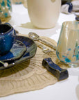 COPO DE VIDRO PINCELADO AZUL E VERDE