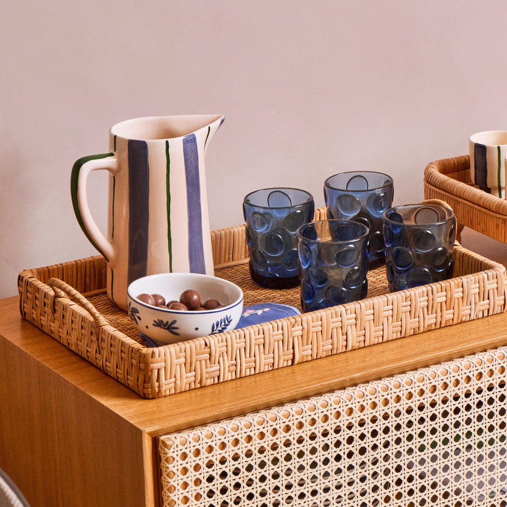 BANDEJAS EM MADEIRA E FIBRA RATTAN COUNTRY M  47 x 32 x 5 CM (H)