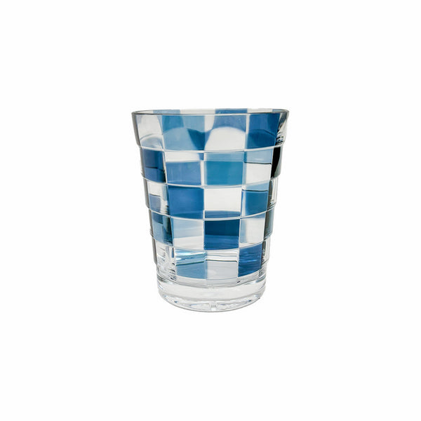 COPO BAIXO DE ACRÍLICO CHECK AZUL 470ML