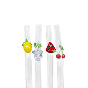 SET CANUDOS DE VIDRO DRINKS FRUTINHAS 4 PEÇAS