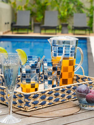 COPO ALTO DE ACRÍLICO CHECK AZUL 600ML