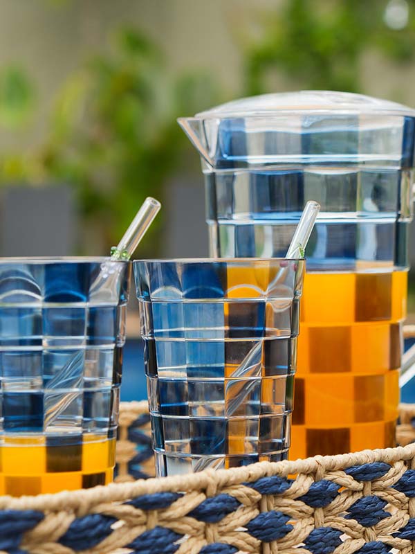 COPO ALTO DE ACRÍLICO CHECK AZUL 600ML