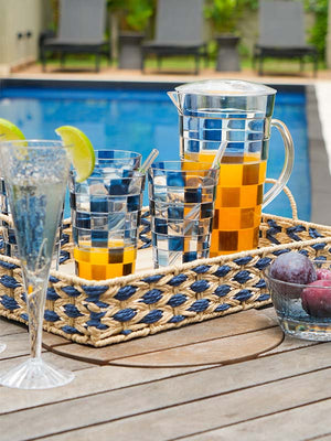 TAÇA DE CHAMPANHE EM ACRÍLICO PRISMA AZUL