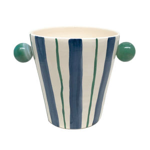 BALDE DE GELO CERÂMICA ARTESANAL AGATA AZUL 15,5CM