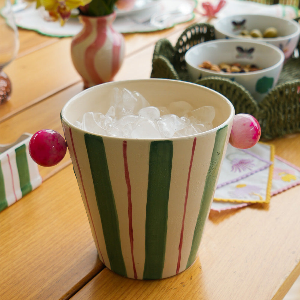 BALDE DE GELO CERÂMICA ARTESANAL AGATA VERDE