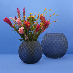 VASO DE VIDRO AZUL ESCAMAS 19X18X18