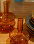 CASTIÇAL DE VIDRO CIRCLE LARANJA 9 X 11(H) CM