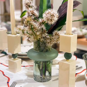 CASTIÇAL QUARTZO MARFIM P 20X5CM