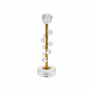 CASTIÇAL DE METAL COM CRISTAL E ACRÍLICO CELESTE G