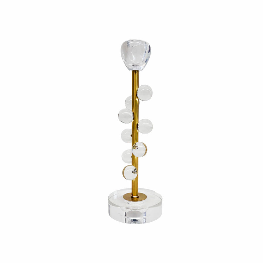 CASTIÇAL DE METAL COM CRISTAL E ACRÍLICO CELESTE G