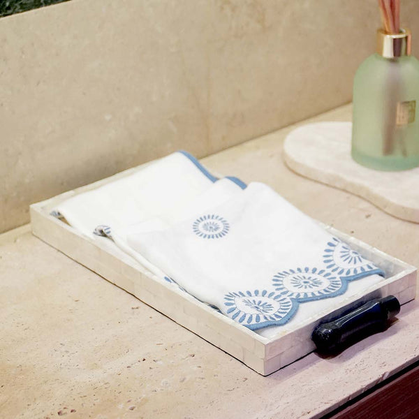 BANDEJA BORACAY RETANGULAR COM BAMBU AZUL P