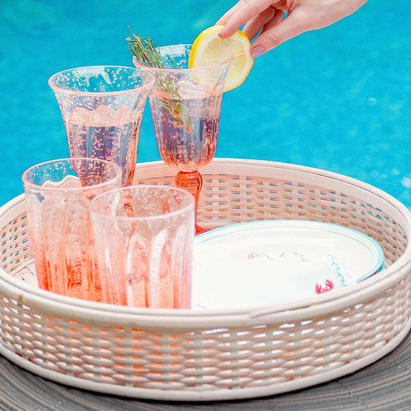 BANDEJA RATTAN MARFIM REDONDA  M