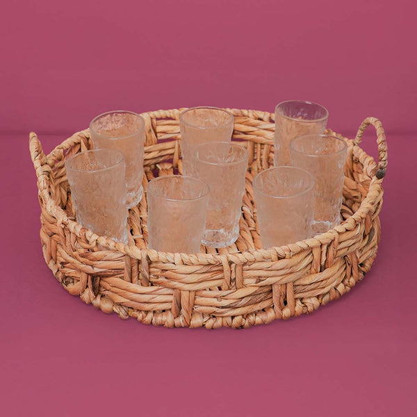 BANDEJA RENDONDA DE FIBRA NATURAL ENTRELACE 16X46X45