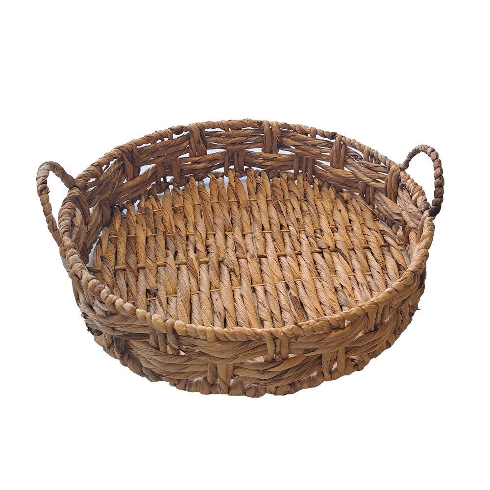 BANDEJA RENDONDA DE FIBRA NATURAL ENTRELACE 16X46X45