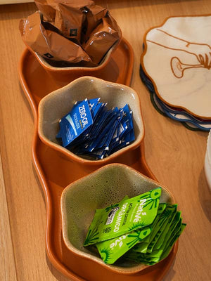 SET APERITIVO BANDEJA E 3 BOWLS CERÂMICA TERRA