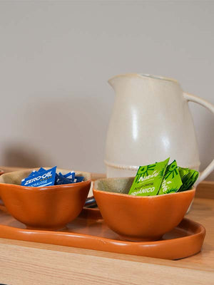 SET APERITIVO BANDEJA E 3 BOWLS CERÂMICA TERRA