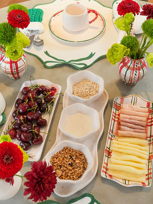 SET APERITIVO BANDEJA E 3 BOWLS CERÂMICA AREIA BRANCA