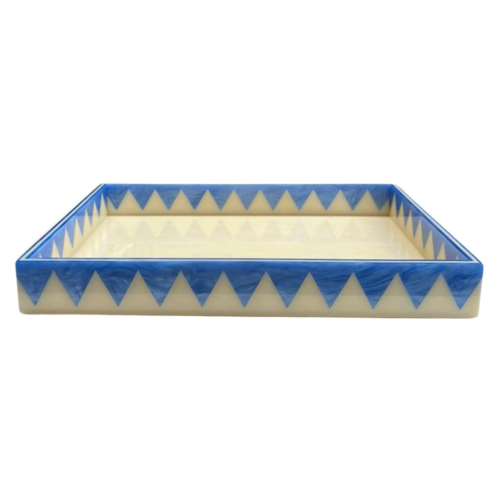 BANDEJA MOSAICO SOLARIS MARFIM E AZUL 33x23CM