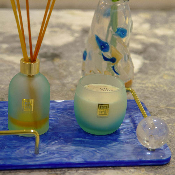 BANDEJA RETANGULAR CRISTAL AZUL 33X23CM