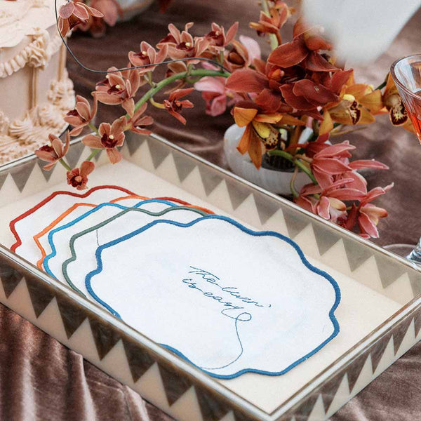 BANDEJA MOSAICO SOLARIS MARFIM E FENDI 33x23CM