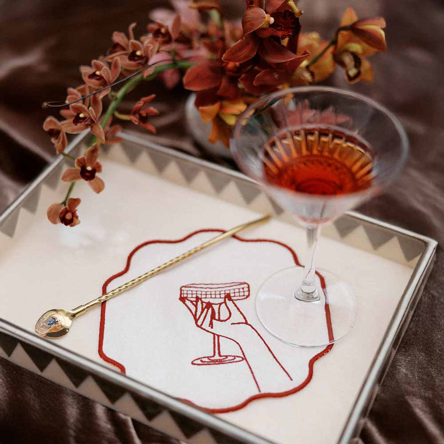 BANDEJA MOSAICO SOLARIS MARFIM E FENDI 33x23CM