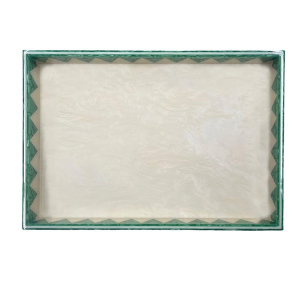 BANDEJA MOSAICO SOLARIS MARFIM E VERDE 33x23CM