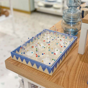 BANDEJA MOSAICO SOLARIS MARFIM E AZUL 33x23CM