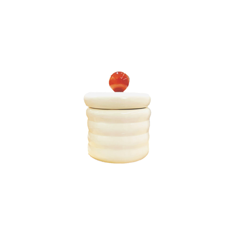 POTE CERÂMICA ARTESANAL COM ÁGATA NATURAL 10CM