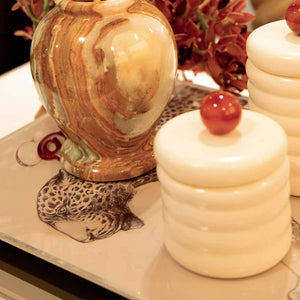 POTE CERÂMICA ARTESANAL COM ÁGATA NATURAL 10CM