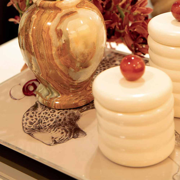 POTE CERÂMICA ARTESANAL COM ÁGATA NATURAL 10CM