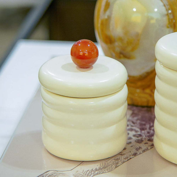 POTE CERÂMICA ARTESANAL COM ÁGATA NATURAL 10CM