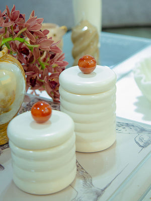 POTE CERÂMICA ARTESANAL COM ÁGATA NATURAL 15CM